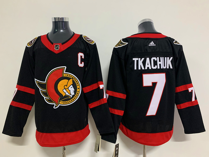 Men's Ottawa Senators #7 Brady Tkachuk Stitched Fanatics Home Black Player Jersey